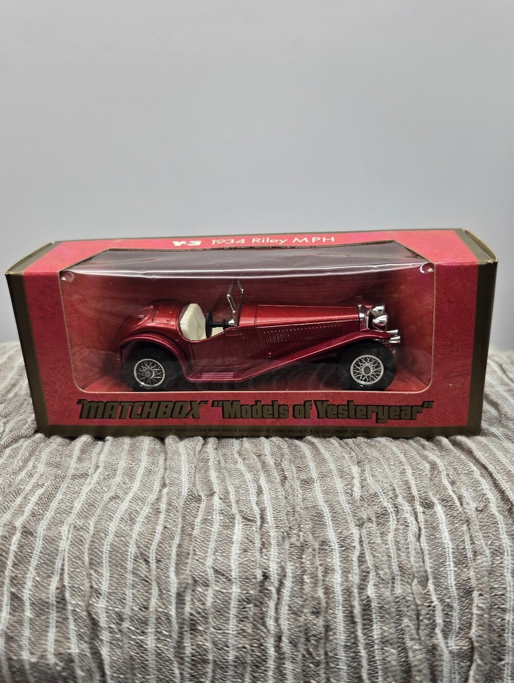Vintage Matchbox Models of Yesteryear Y-3 1934 Riley MPH Die-cast Car in Red